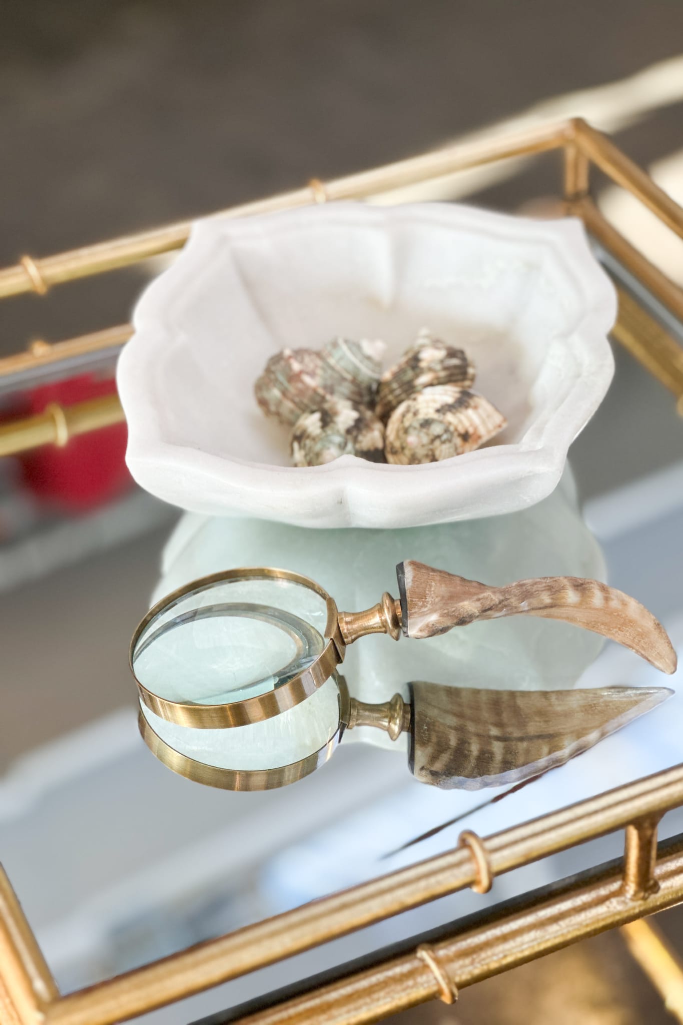 Marble Bowl, Lotus Floral - Magpie Style