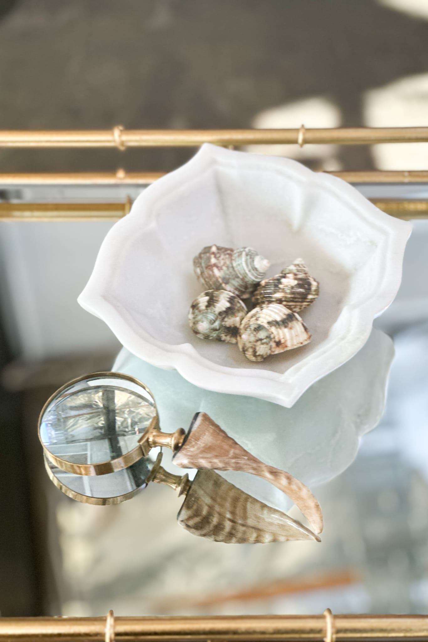 Marble Bowl, Lotus Floral - Magpie Style