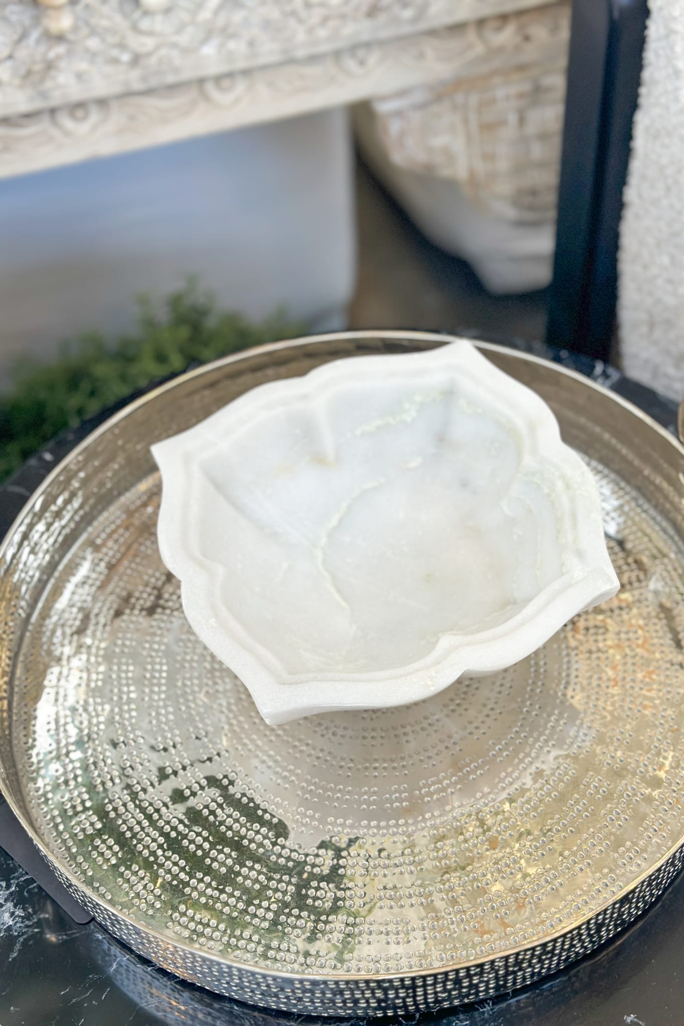 Marble Bowl, Lotus Floral - Magpie Style