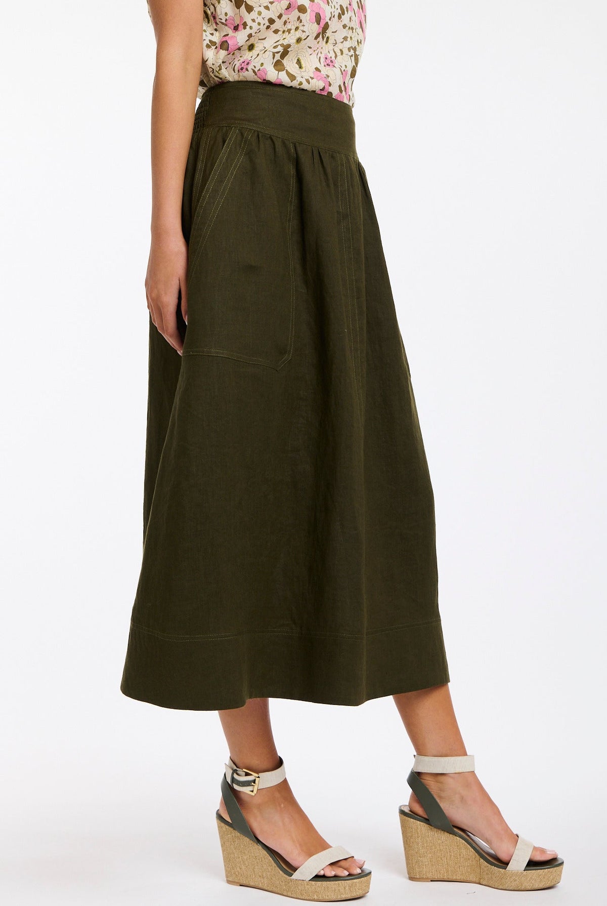 365 DAYS Marion Linen Skirt - Khaki, supplier photo 2
