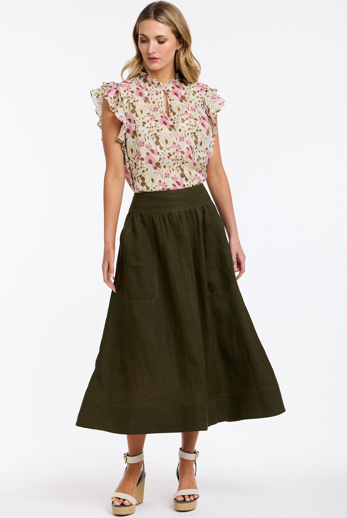 365 DAYS Marion Linen Skirt - Khaki, supplier photo 4