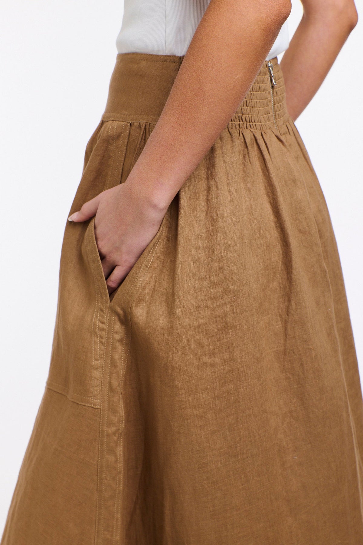 365 DAYS Marion Linen Skirt - Toffee, supplier photo 3