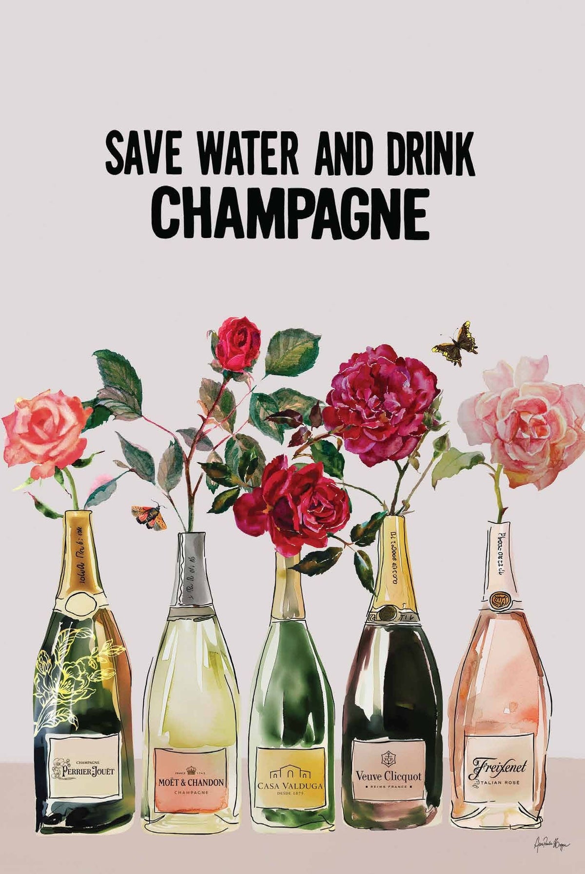 Card - Save Water Drink Champagne - Nuovo APH37 original