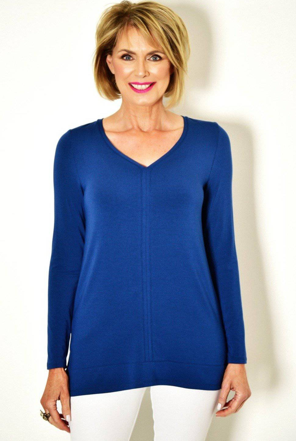 PAULA RYAN ESSENTIALS V Neck Long Sleeve Top - MicroModal - Paula Ryan