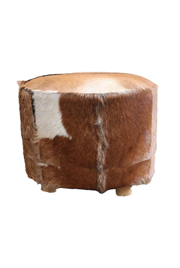 Billie Ottoman - Brown & White - Magpie Style