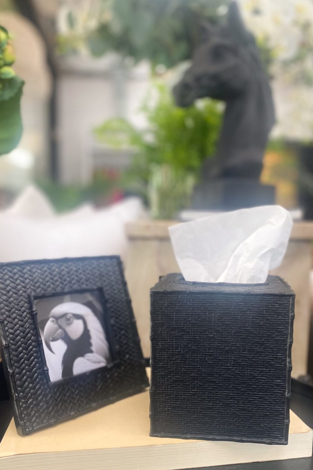 Black Weave Square Tissue Box - Magpie Style