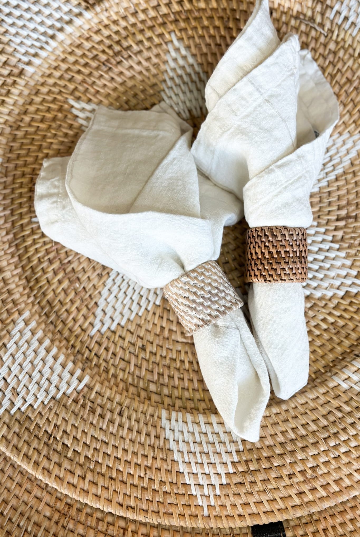Cayman White Rattan Napkin Ring - Magpie Style