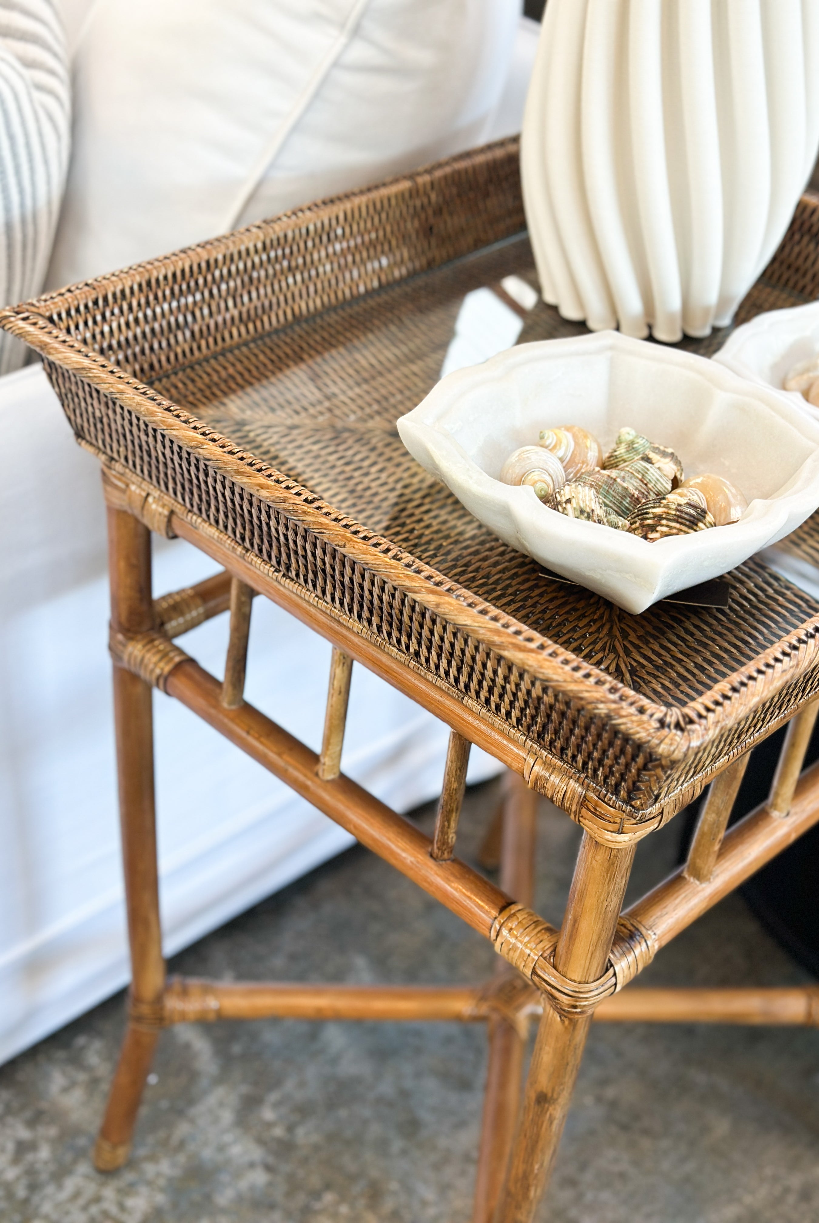 Mandalay Side Table with Glass - Antique Brown - Magpie Style