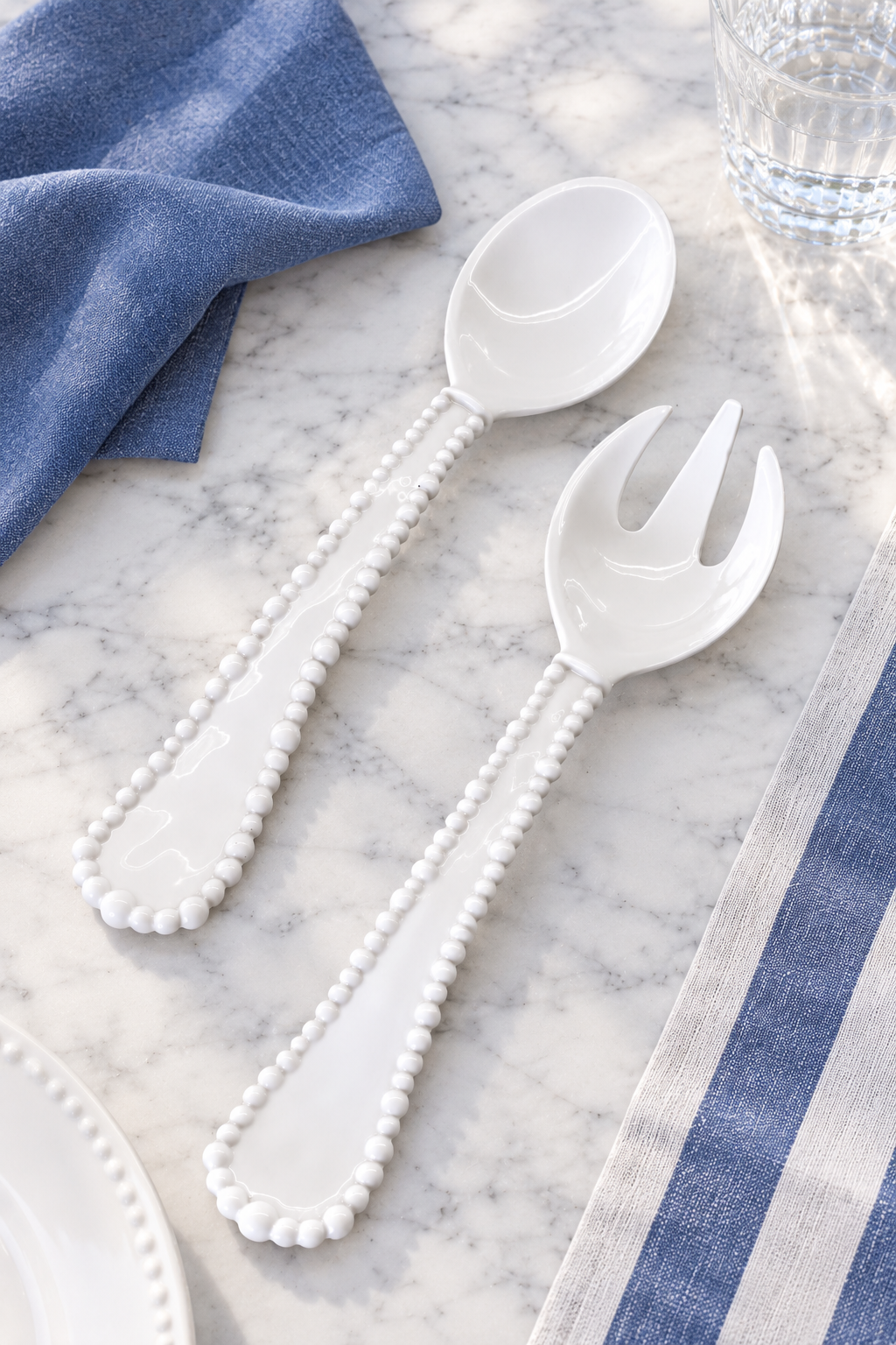 White Funky Salad Servers – Pearl Melamine - Magpie Style