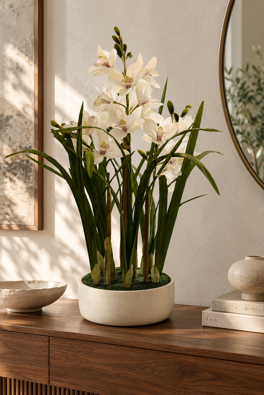 Cymbidium Orchid Pot - White - Magpie Style