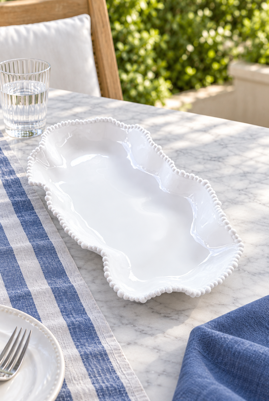 White Wobbly Long Dish - Pearl Melamine