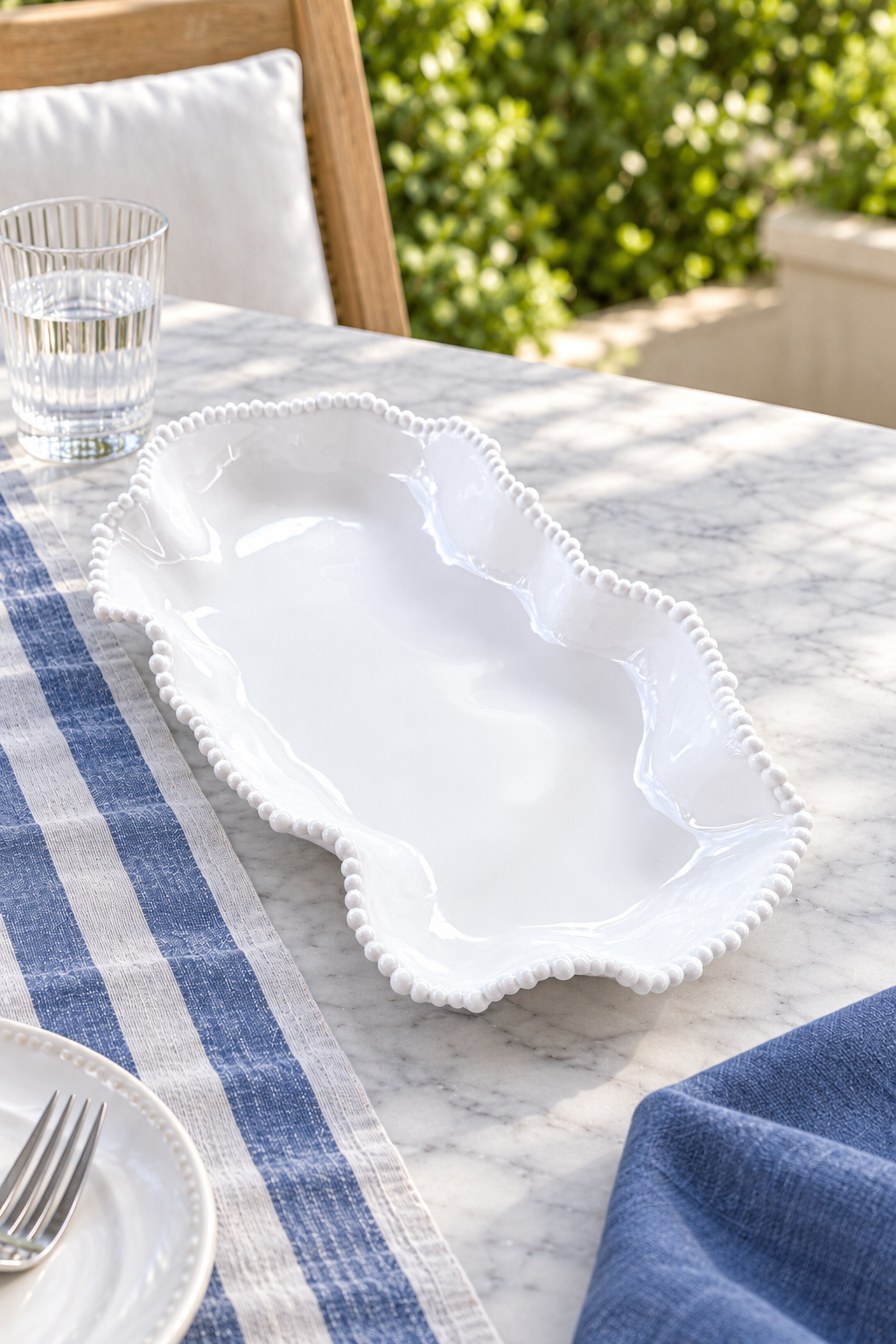 White Wobbly Long Dish - Pearl Melamine