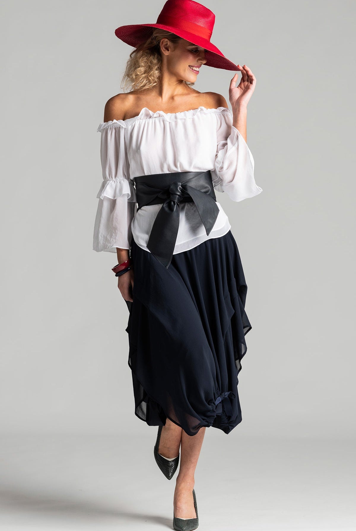 PAULA RYAN Soft Leather Wrap Belt - Navy - Paula Ryan