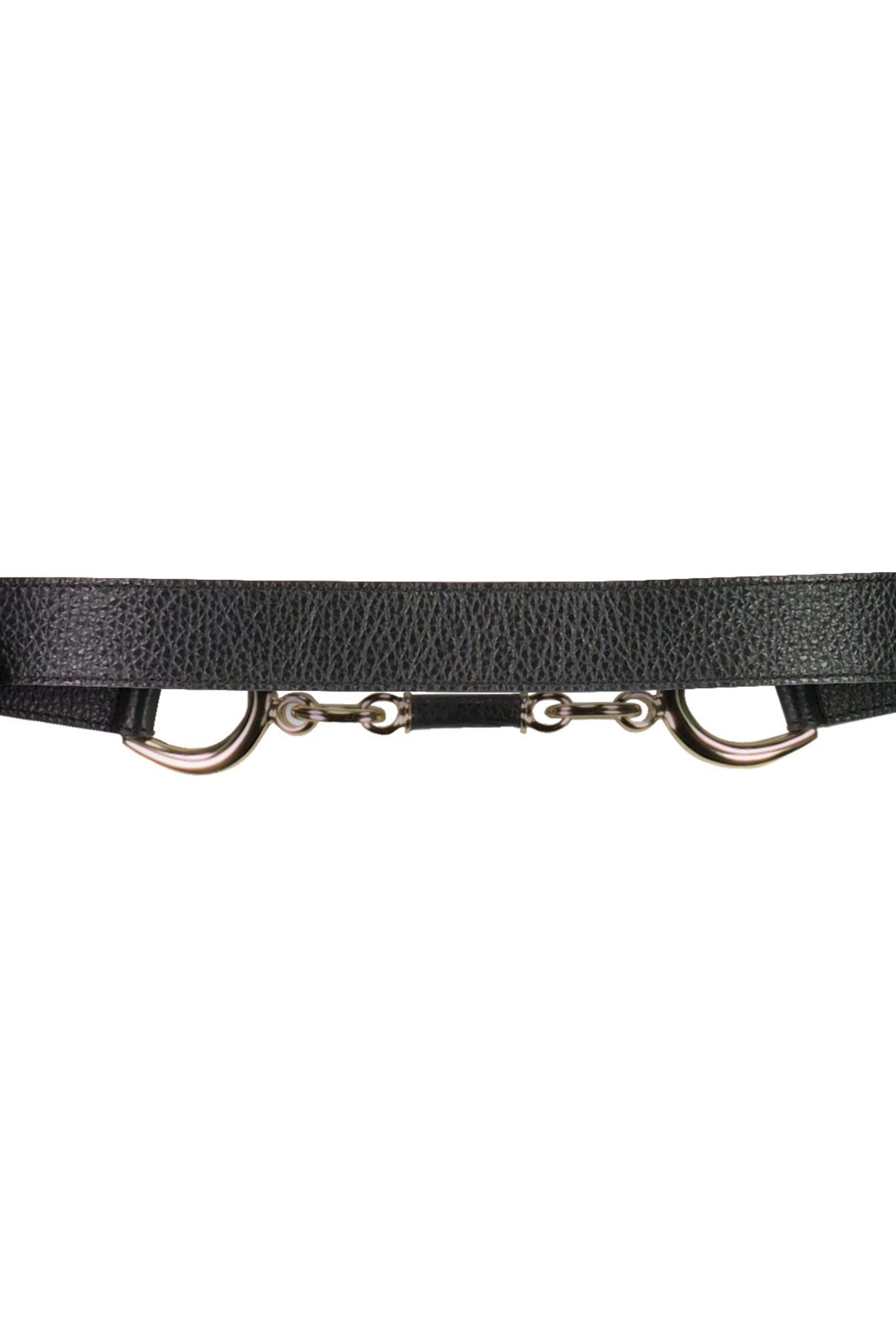 PAULA RYAN Metal Trimmed Leather Belt - Black/Gold - Paula Ryan