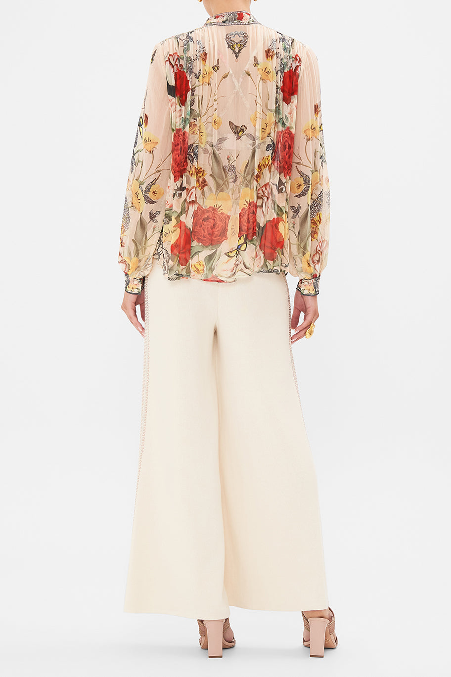 CAMILLA - High Neck Button through Blouse Etched into Eternity - Magpie Style