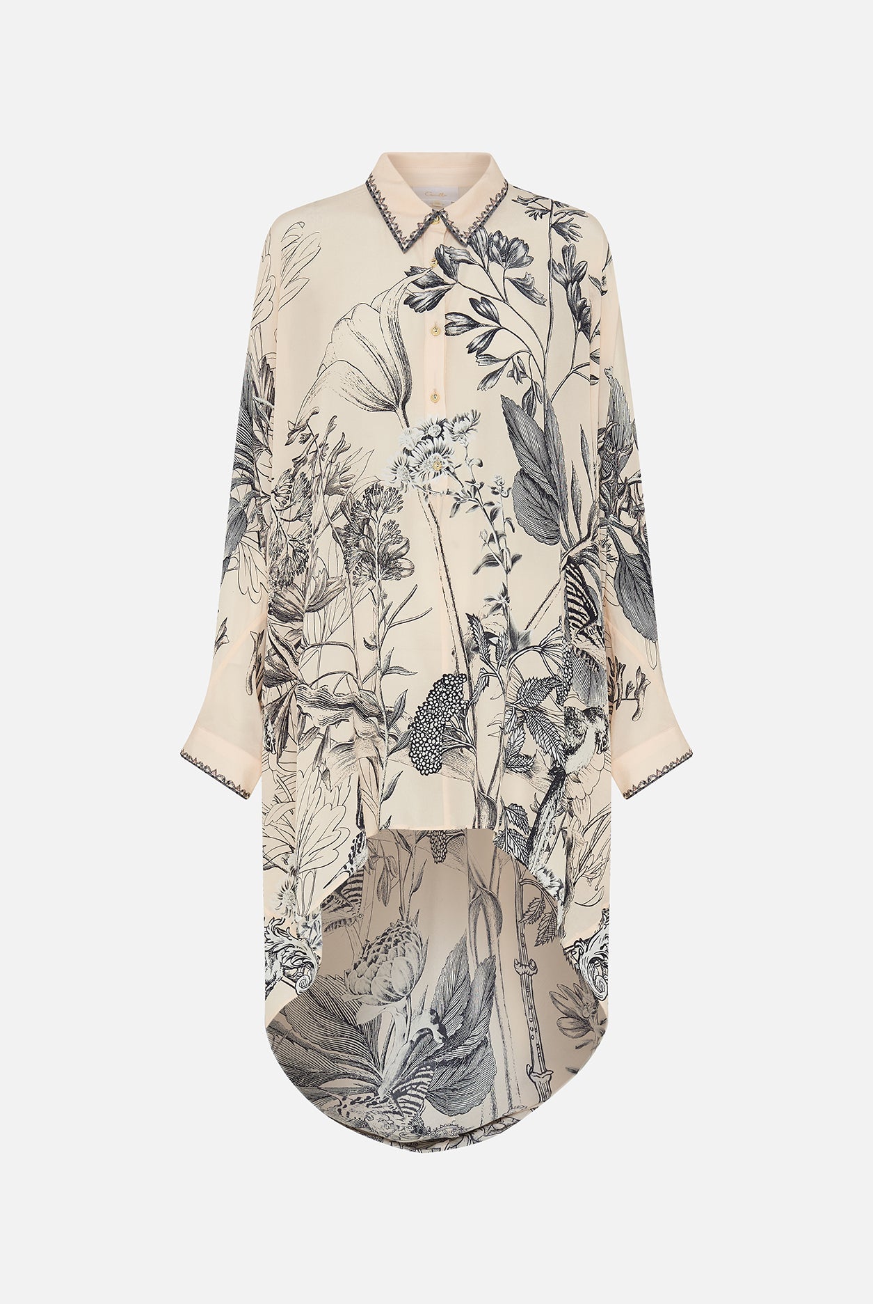 CAMILLA - Button Up Top with Draped Back Etched into Eternity - Magpie Style