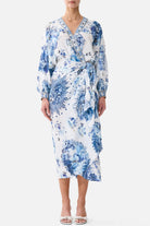CAMILLA Wrap Midi Dress - The Porcelain Parlour