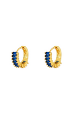 Wide Blue Crystal Ear Huggies - 18ct gold plated