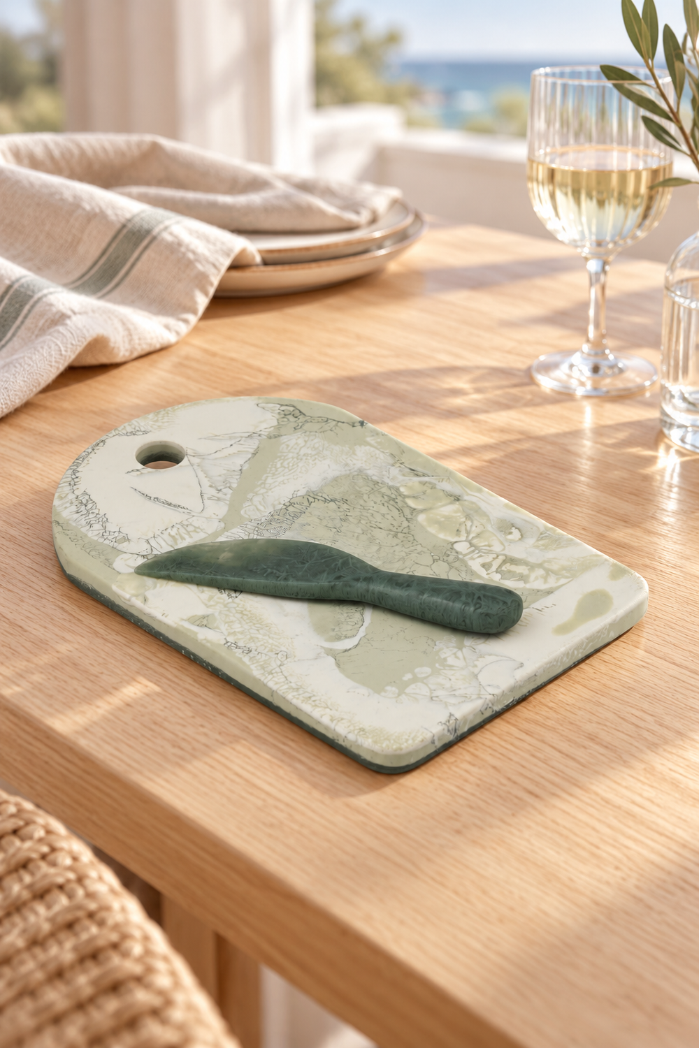 Marbled Resin Cheese Board & Knife Set