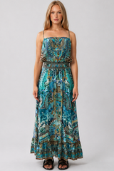 CAMILLA Shirred Waist Long Dress - Flamenco Euphoria