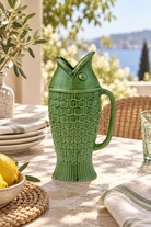 Fin Fish Ceramic Jug - Olive styled in a sunlit coastal home; Coast to Coast KW3231