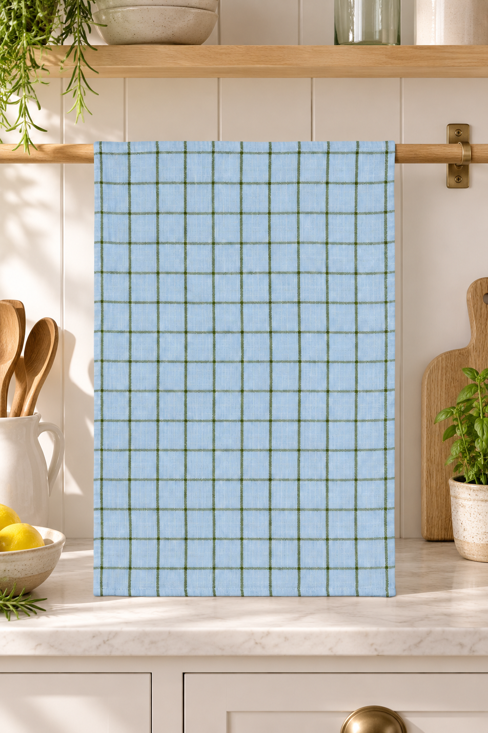 Kit Recycled Cotton Tea Towel - Blue Stripe