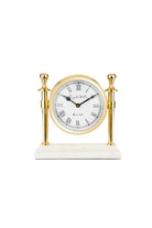 Gold Round Clock Marble Base - Magpie Style
