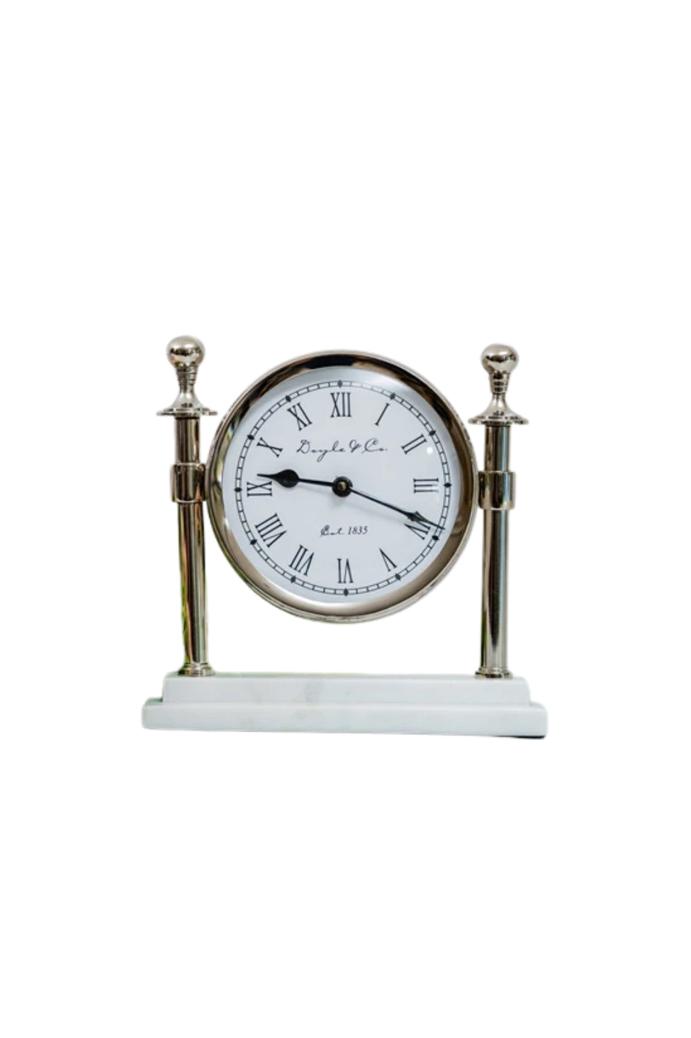 Silver Round Clock Marble Base - Magpie Style