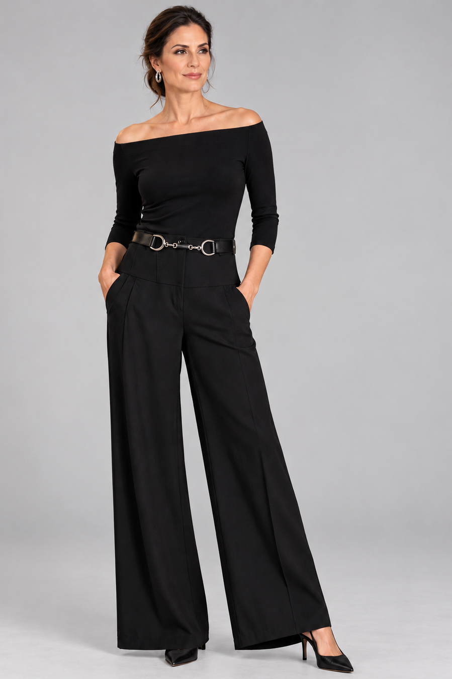 PAULA RYAN Off Shoulder Top - EcoVero Black - Paula Ryan