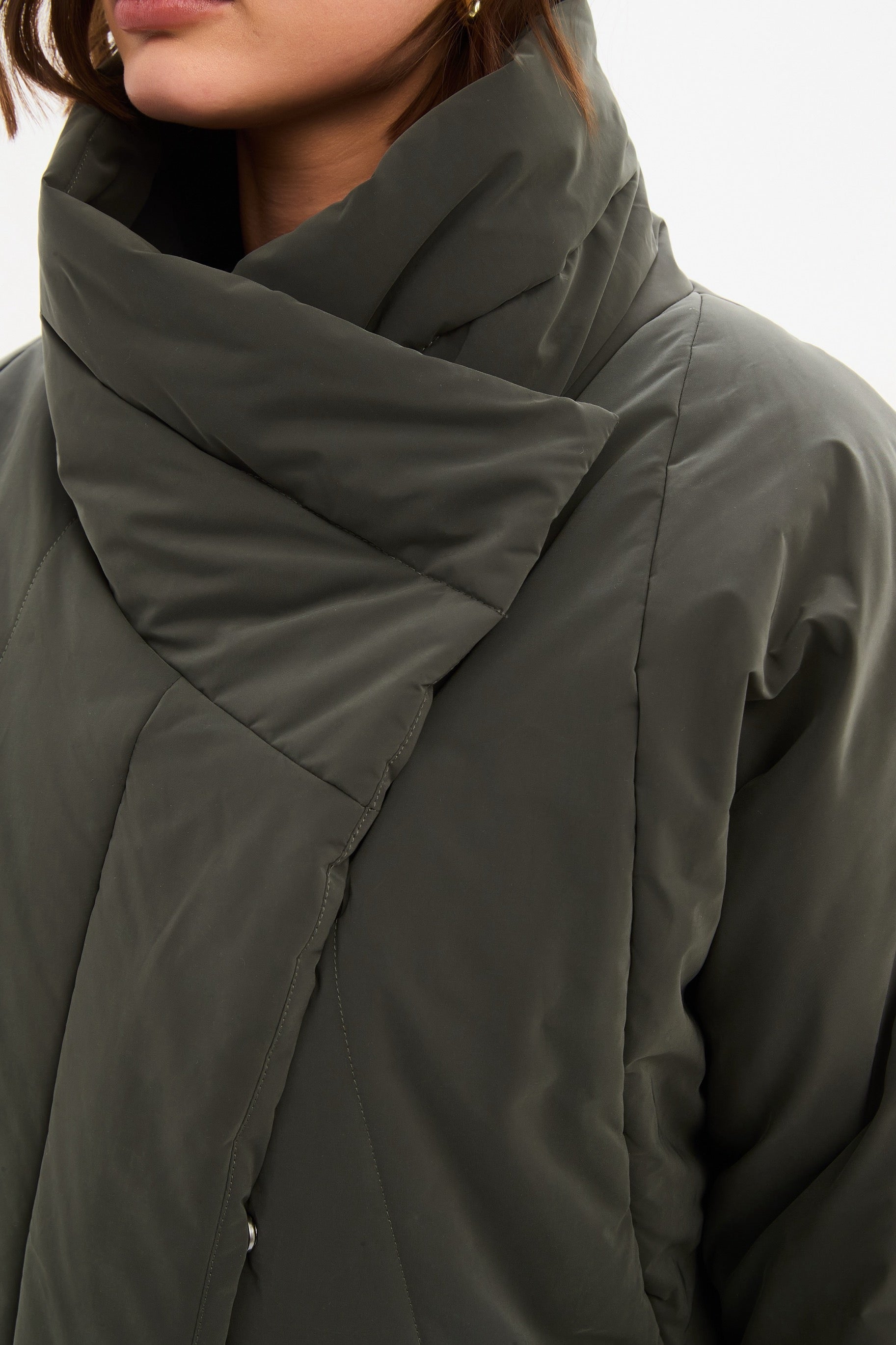 TIRELLI Wrap Front Puffer Jacket - Steel - Magpie Style