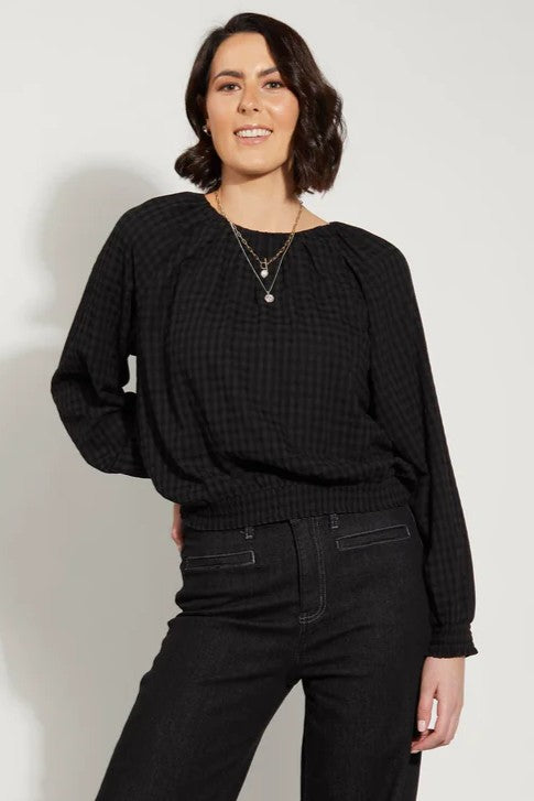 DRAMA THE LABEL Eyreton Top - Black Checker - Magpie Style