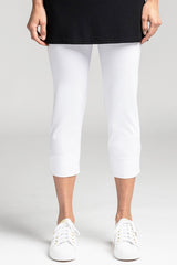 PAULA RYAN Waisted Capri Pant - Microjersey White