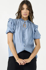 DRAMA THE LABEL Bianca Blouse - Dusky Blue