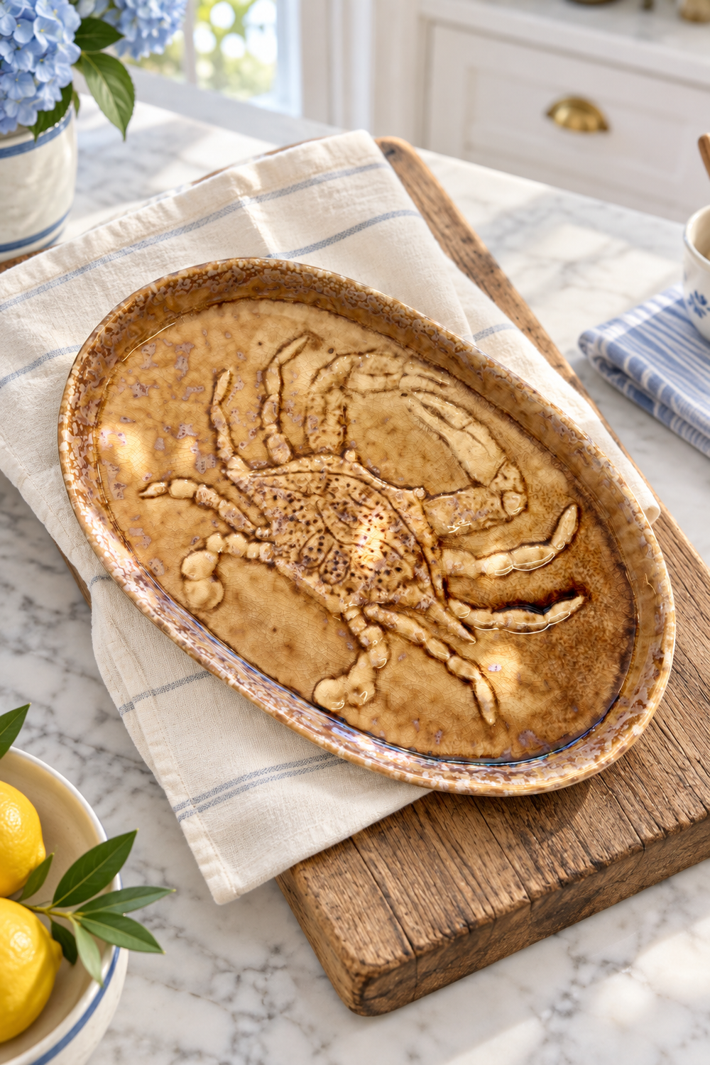 Crab Stoneware Serving Plate