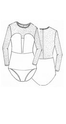 PAULA RYAN Long Sleeve Mesh Bodice Swimsuit - Paula Ryan