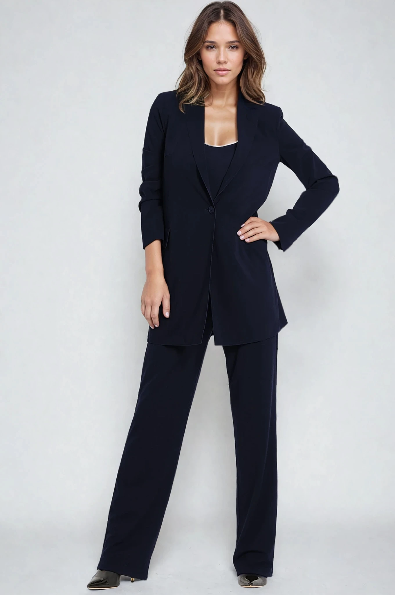 PAULA RYAN Tailored Pant - Microjersey Navy - Paula Ryan