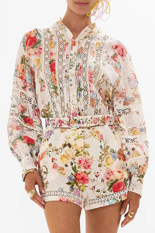 CAMILLA - Blouson Sleeve Blouse with Yoke and Pintucks - Sew Yesterday