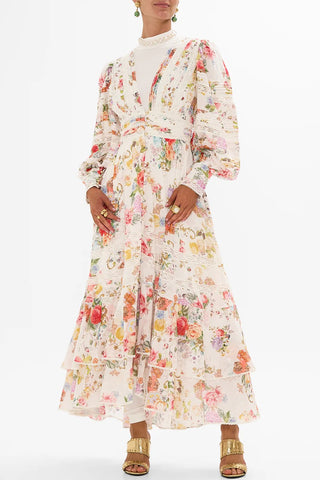 CAMILLA - Button Front Dress with Lace Insert Detail - Sew Yesterday