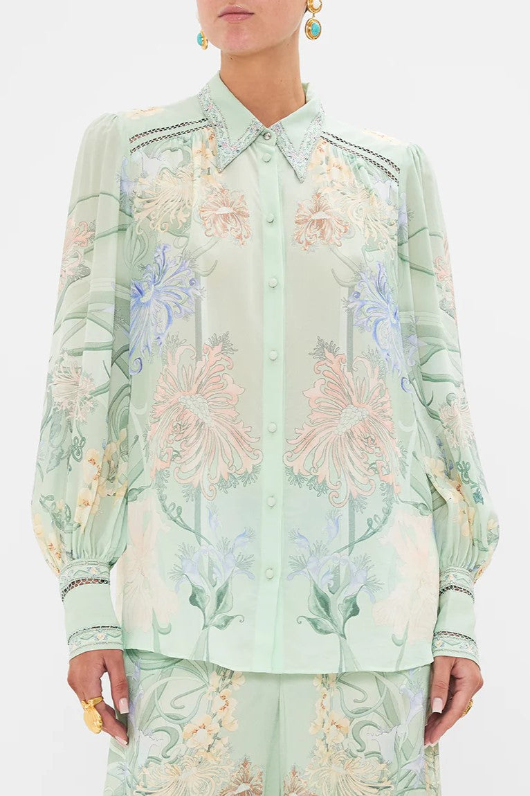 CAMILLA - Button Through Blouson Sleeve Blouse Dreaming In Dutch - Magpie Style