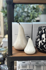Small Hand Carved Marble Pear White