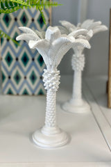 White Medium Queen Palm Candle Holder