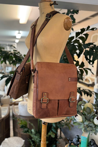 Leather Messenger Bag - Light Tan