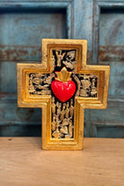 Golden Cross with Red Heart - Magpie Style