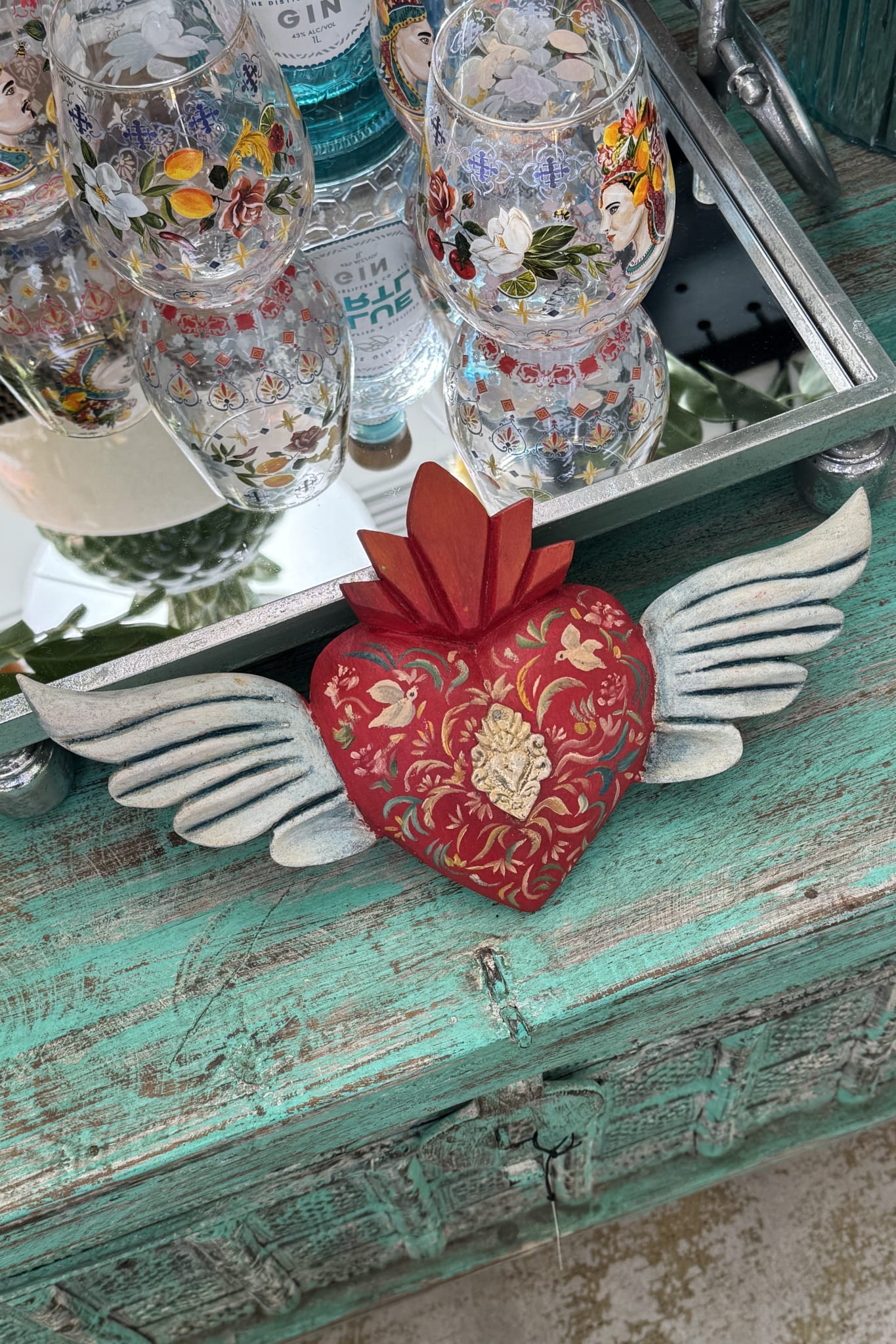 Large Heart with Milagrios - Magpie Style