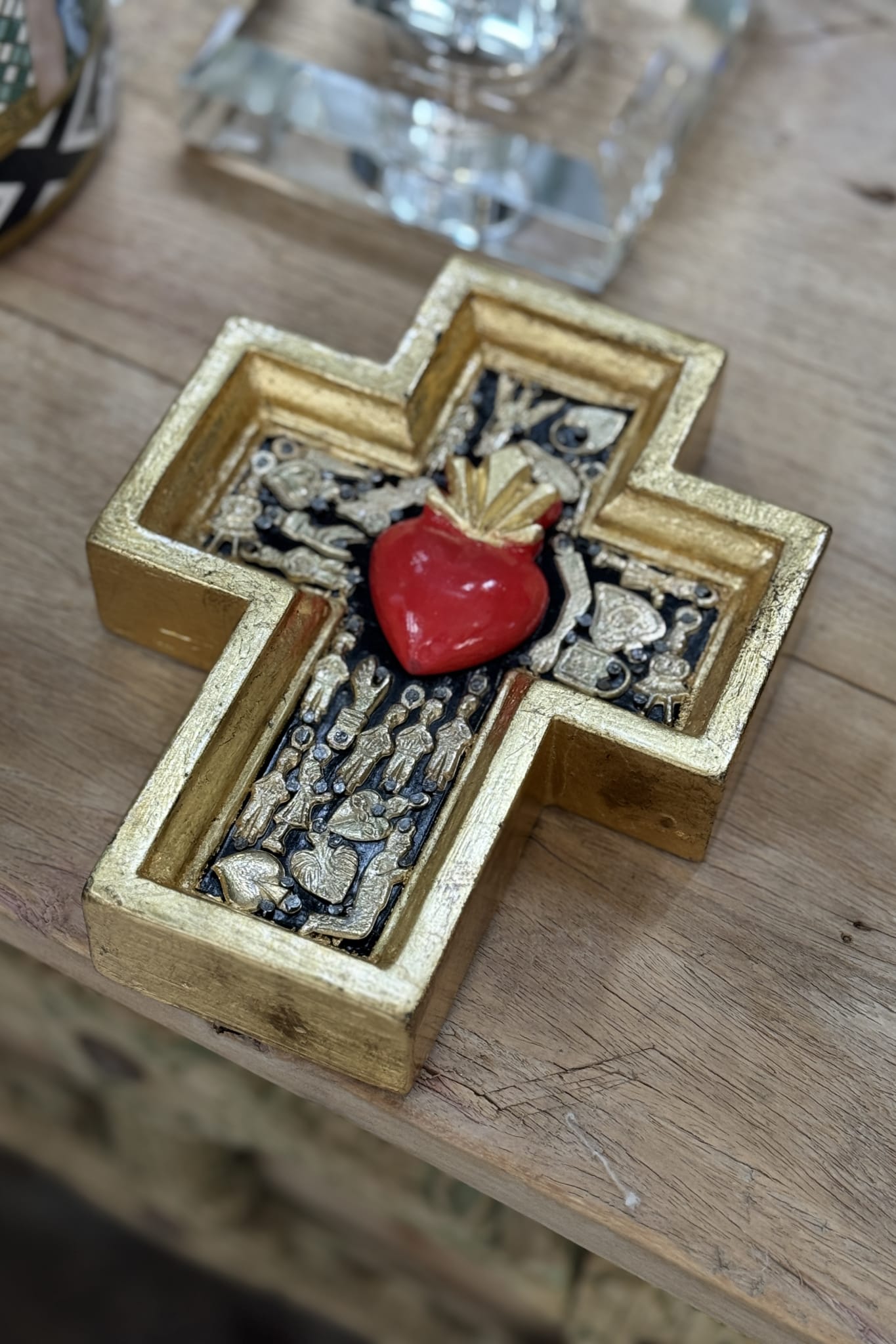 Golden Cross with Red Heart - Magpie Style