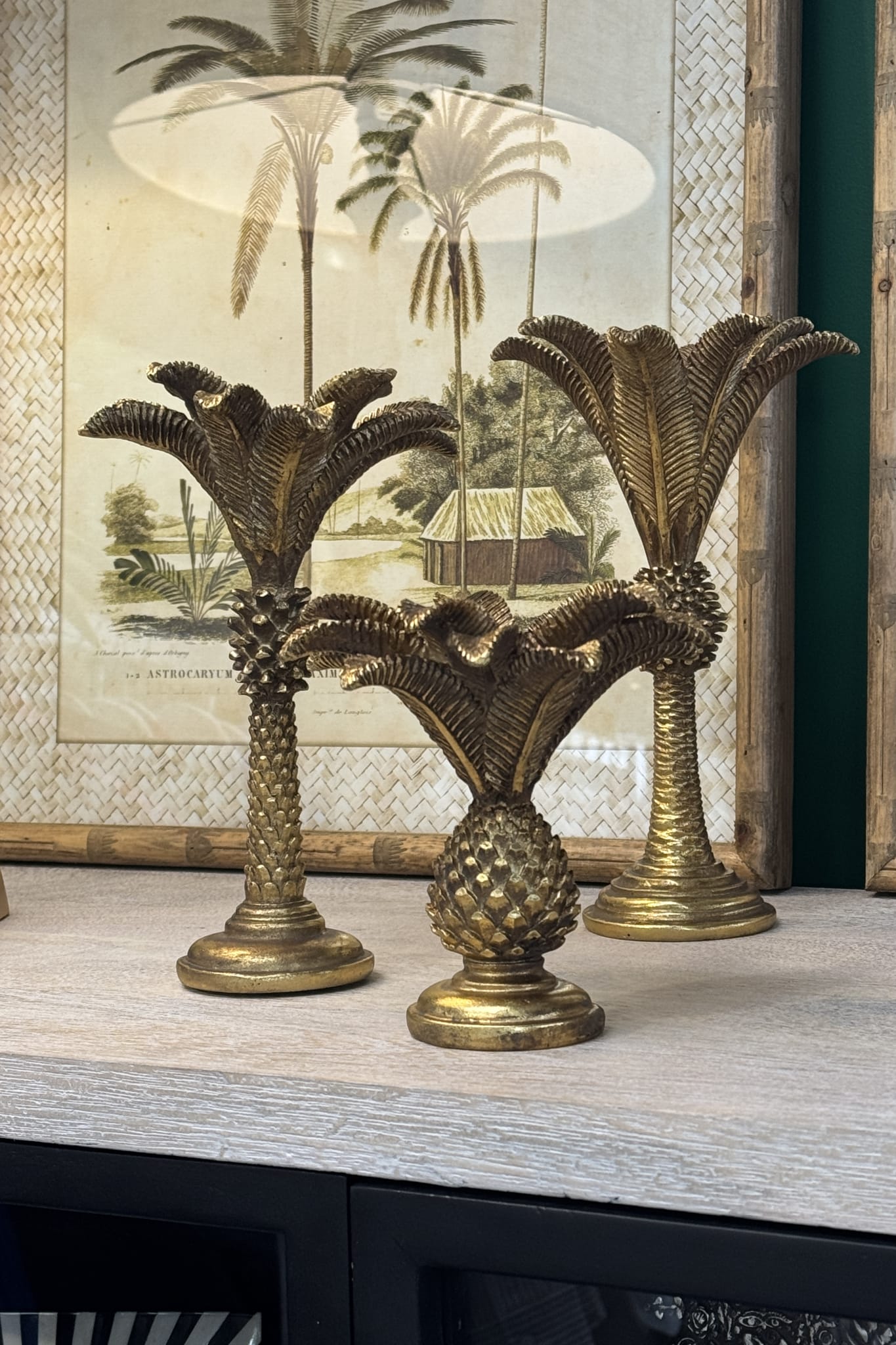 Gold Large Queen Palm Candle Holder - Magpie Style