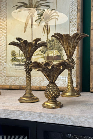 Gold Large Queen Palm Candle Holder