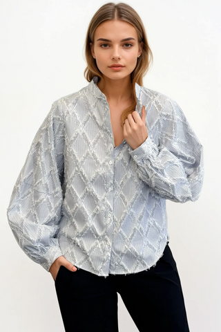 DRAMA THE LABEL Fray Shirt - Blue Stripe