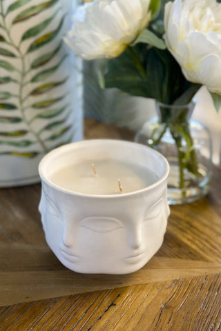 Visage Ceramic Candle Jar - White