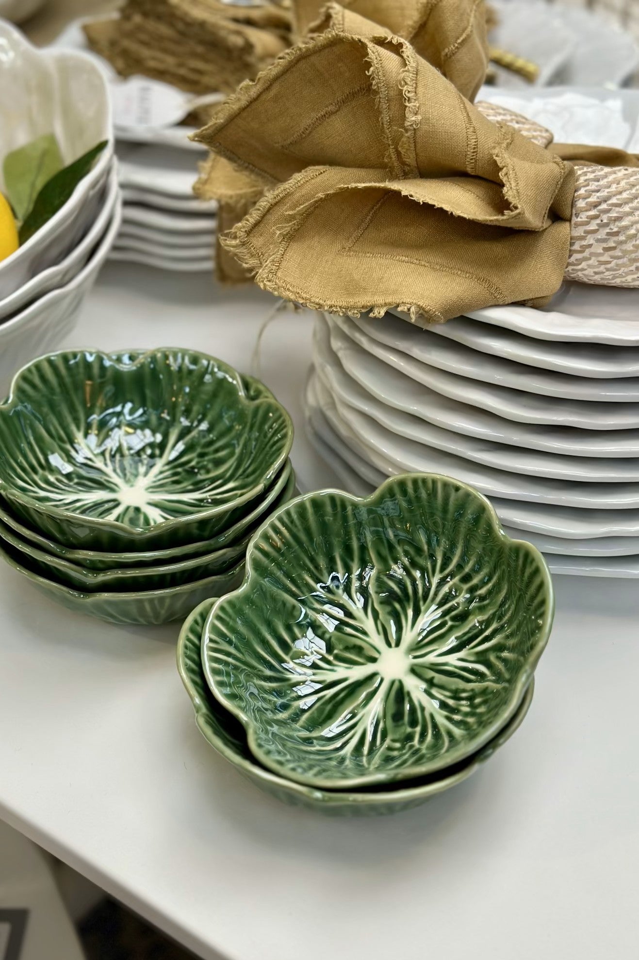 Medium Cabbage Ceramic Bowl - Green - Magpie Style